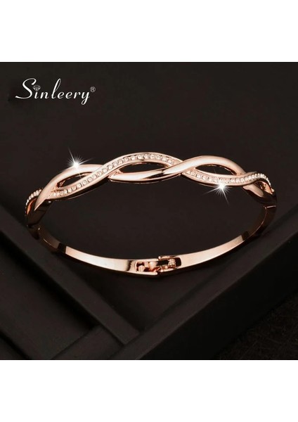 SL481J Sınleery Gül Altın Gümüş Renk Charm Kübik Zirkonya Hollow Bileklik Kadınlar Için Çapraz Bilezikler Takı Zd1 Ssf (Yurt Dışından) fiyatları