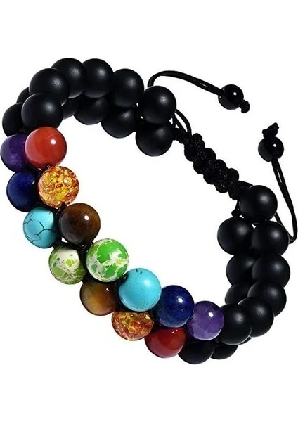 No.1 Boyutu 7 Çakra 8mm Doğal Taş Bilezik Çift Dokuma Halat Zincir Erkekler Kadınlar Için Yoga Şifa Denge Bilezik Takı Ayarlanabilir (Yurt Dışından)