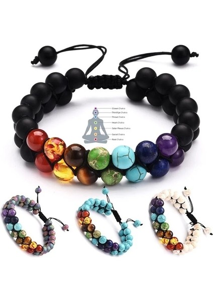 No.1 Boyutu 7 Çakra 8mm Doğal Taş Bilezik Çift Dokuma Halat Zincir Erkekler Kadınlar Için Yoga Şifa Denge Bilezik Takı Ayarlanabilir (Yurt Dışından) fiyatları