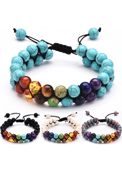 No.1 Boyutu 7 Çakra 8mm Doğal Taş Bilezik Çift Dokuma Halat Zincir Erkekler Kadınlar Için Yoga Şifa Denge Bilezik Takı Ayarlanabilir (Yurt Dışından) modelleri