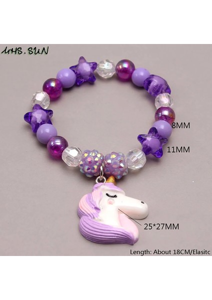 Kobalt Menekşe Mhs.sun Sevimli Heartshellunicornrainbow Kolye Boncuk Bileklik Kız Bebek Elastik Boncuklu Takı Bilezik Olorful (Yurt Dışından) fırsatları