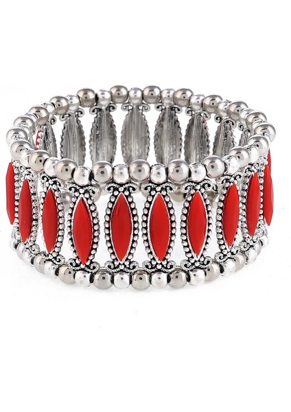 Beyaz Moda Vintage Boho Elastik Bilezik Kadınlar Için Bilezik Etnik Çingene Siyah Beyaz Kırmızı Akrilik Boncuk Ayarlanabilir Femme Bilezikler (Yurt Dışından) fırsatları