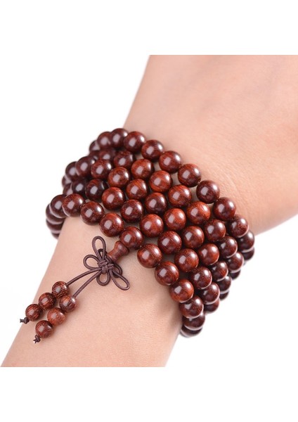 No.4 Boyutu 6mm Doğal Sandal Ağacı Budist Buda Ahşap Boncuk Bilezikler Namaz Boncuklu Düğüm 4-Katmanlı Bilek Zinciri Erkek Kadın Bilezik Bilezik (Yurt Dışından) fiyatları