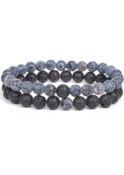 No.31 Tarzı 37 Numara Et Bilezik Çiftler Mesafe Siyah Beyaz Doğal Taş Lav Kaplan Gözü Boncuklu Yoga Erkekler Kadınlar Için Elastik Halat Takı Hediye (Yurt Dışından)