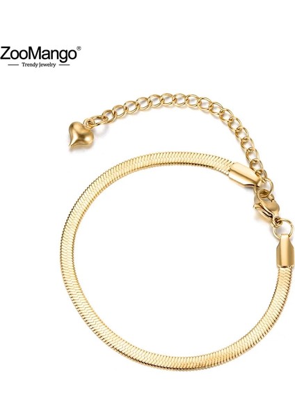 Çelik Rengi Zoomango Trendy Takı Paslanmaz Çelik Yılan Zincir ve Bağlantı Bilezikler Gül Altın Charm Bilezik Kadınlar Için Noel Hediyesi Zb (Yurt Dışından) fırsatları