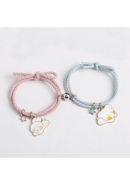 Tavşan Ayı Et Mıknatıs Çiftler Eşleşen Bilezik Çift Amaçlı Elastik Lastik Bant Severler Braslet Romantik Eşleştirilmiş Brazalete Joyas Hediye (Yurt Dışından)
