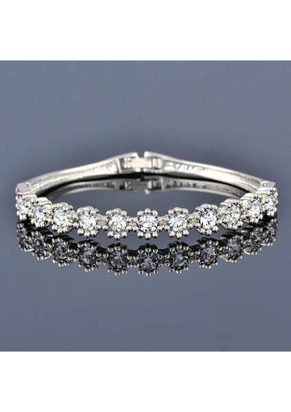 SL478S Sınleery Gül Altın Gümüş Renk Charm Kübik Zirkonya Hollow Bileklik Kadınlar Için Çapraz Bilezikler Takı Zd1 Ssf (Yurt Dışından)