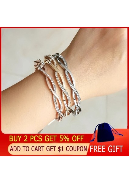 SL478S Sınleery Gül Altın Gümüş Renk Charm Kübik Zirkonya Hollow Bileklik Kadınlar Için Çapraz Bilezikler Takı Zd1 Ssf (Yurt Dışından) modelleri