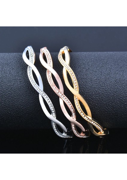 SL478S Sınleery Gül Altın Gümüş Renk Charm Kübik Zirkonya Hollow Bileklik Kadınlar Için Çapraz Bilezikler Takı Zd1 Ssf (Yurt Dışından) fırsatları