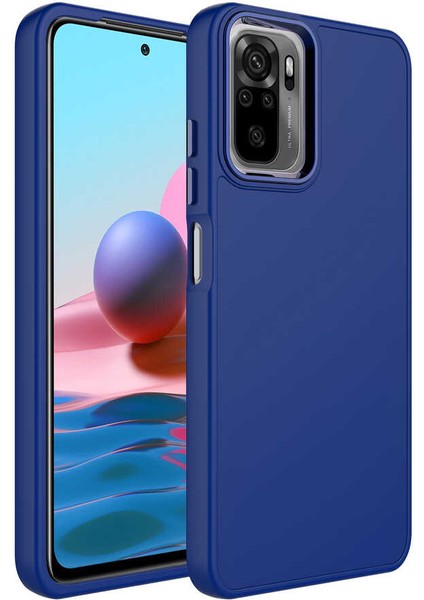 Xiaomi Redmi Note 10 Kılıf Luna Buton Tuşlu Soft Silikon Lacivert