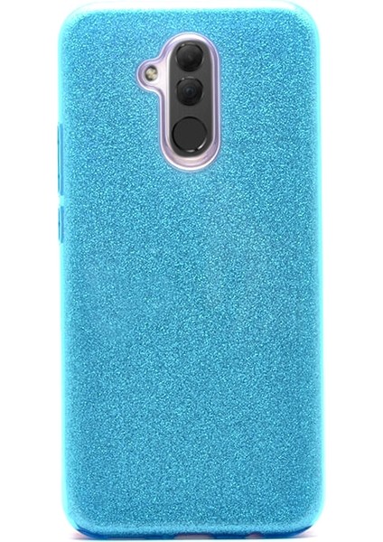 Huawei Mate 20 Lite Kılıf Shining Simli Silikon Arka Kapak Mavi