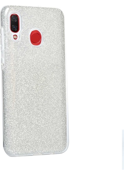 Huawei Y7 2019 Kılıf Shining Simli Silikon Arka Kapak Gümüş