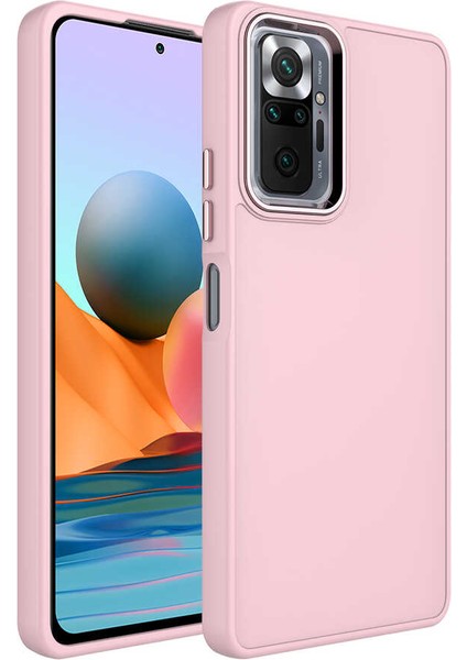 Xiaomi Redmi Note 10 Pro Max Kılıf Luna Buton Tuşlu Soft Silikon Pembe