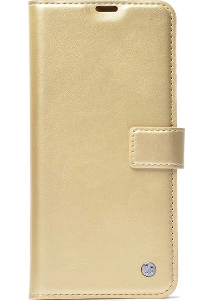 Xiaomi Mi Note 10 Pro Kılıf Kar Delüx Cüzdan Kartlıklı Kopçalı Gold
