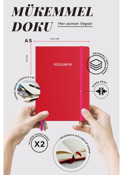 Nota Bene Premium Sert Kapak Defter 14 8 x 21 cm Çizgili