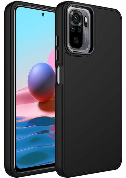 Xiaomi Redmi Note 10 Kılıf Luna Buton Tuşlu Soft Silikon Siyah