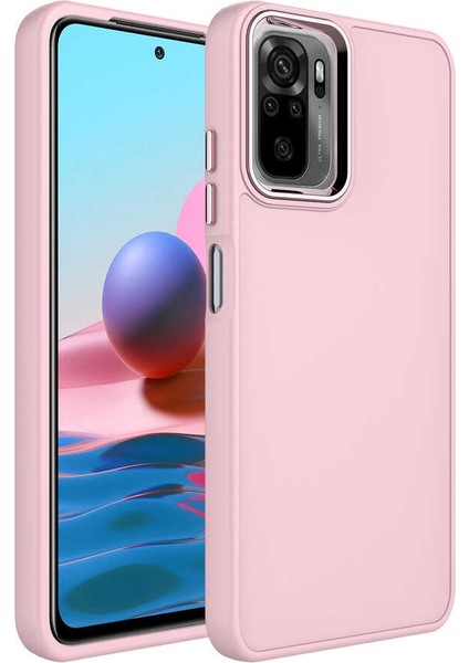 Xiaomi Redmi Note 10 Kılıf Luna Buton Tuşlu Soft Silikon Pembe