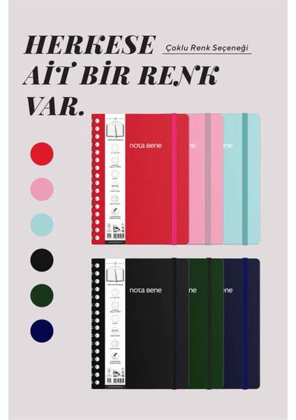 Nota Bene Spiralli Premium Sert Kapak Defter 21 x 29 7 cm Çizgili