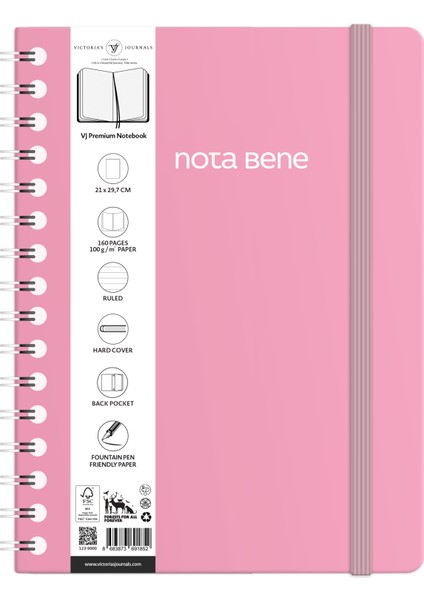 Nota Bene Spiralli Premium Sert Kapak Defter 21 x 29 7 cm Çizgili fiyatları