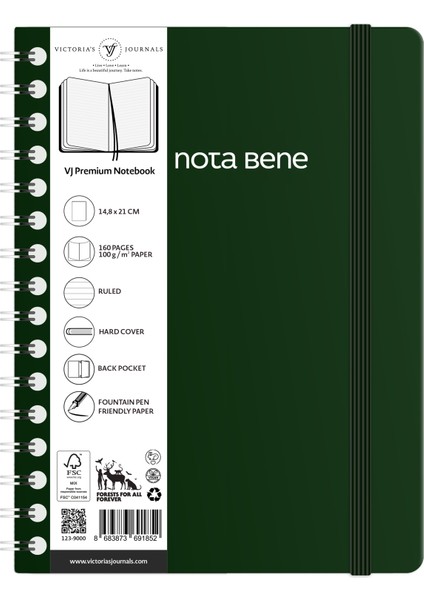 Nota Bene Spiralli Premium Sert Kapak Defter 14 8 x 21 cm Çizgili fiyatları