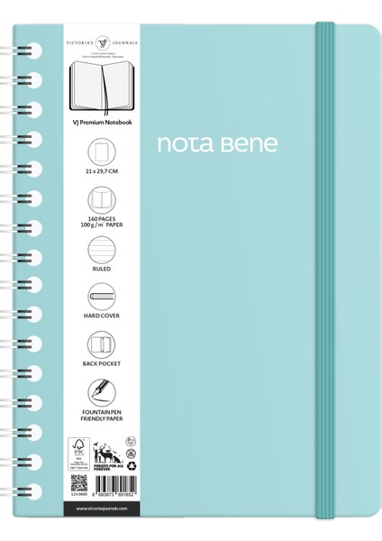 Nota Bene Spiralli Premium Sert Kapak Defter 21 x 29 7 cm Çizgili fiyatları