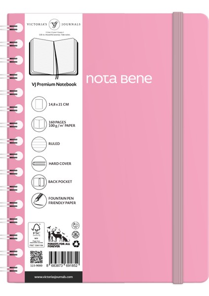 Nota Bene Spiralli Premium Sert Kapak Defter 14 8 x 21 cm Çizgili fiyatları