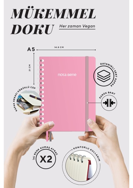 Nota Bene Spiralli Premium Sert Kapak Defter 14 8 x 21 cm Çizgili modelleri