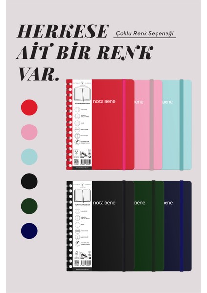 Nota Bene Spiralli Premium Sert Kapak Defter 14 8 x 21 cm Çizgili indirimleri