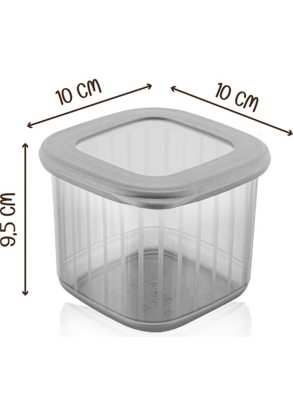 9lu 0,55 Litre Poly Kapak Çizgili Desenli Saklama Kabı Antrasit Beyaz Serigrafi Etketli fırsatları