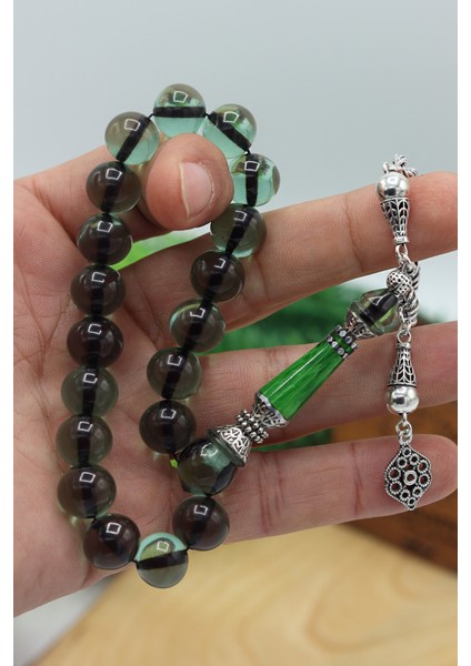 Yeşili Işçilikli Imame Gümüş Püsküllü Maskot Ateş Kehribar Tesbih 201022911 modelleri