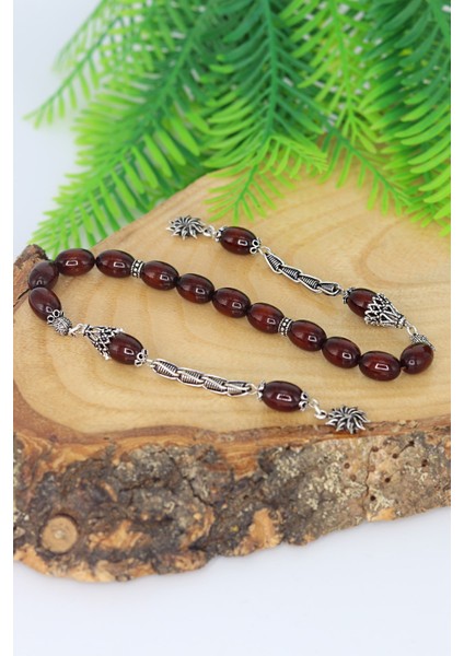 Arpa Kesim Gümüş Püsküllü Fırınlanmış Sıkma Kehribar Zaza Tesbih 201022891 fiyatları