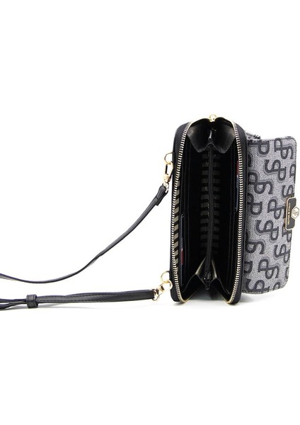 Silver Polo Kadın Askılı Cüzdan Gri - Siyah NV921 fiyatları