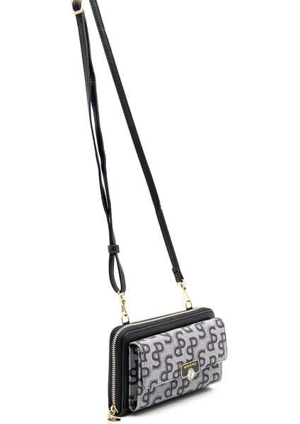 Silver Polo Kadın Askılı Cüzdan Gri - Siyah NV921 fırsatları