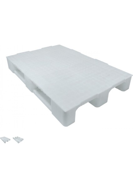 80 x 120 x 15 cm 3 Kızaklı 13 kg Beyaz Üzeri Kapalı Plastik Palet