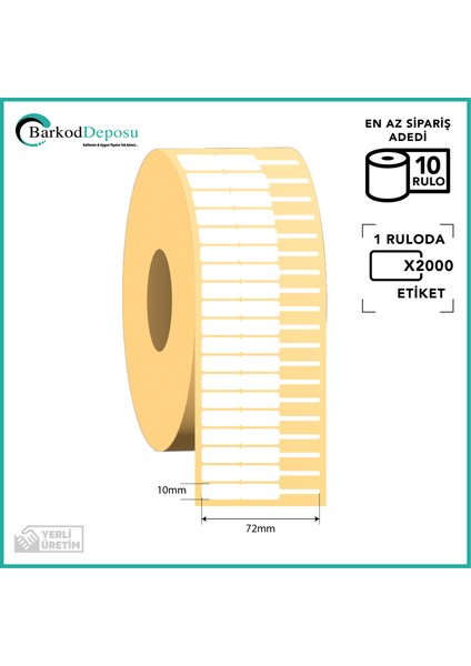 72X10 Kuyumcu / Takı Etiketi P.p.opak 2000 Sarım 10 Rulo (20.000 Adet)