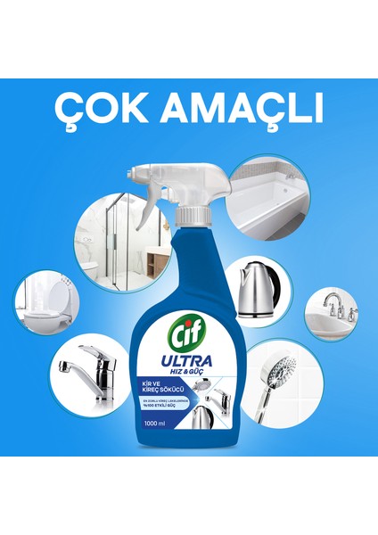 Ultra Hız & Güç Kireç Sökücü Sprey Leke ve Kir Çıkarıcı 1000 ML