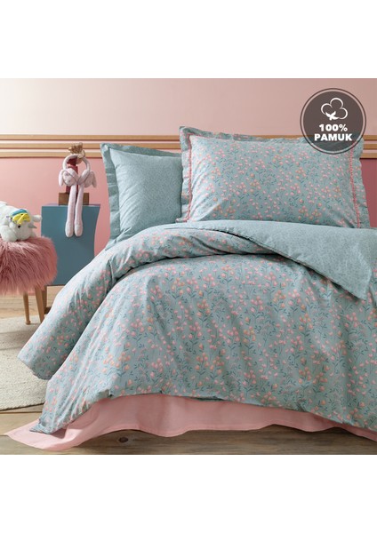 Harpies Tek Kişilik Ranforce %100 Pamuk Nevresim Takımı - Mavi