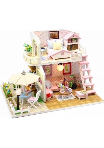 Hallow Dollhouse Minyatür Dıy Ahşap Dollhouse Kit, Mobilya Çok Renkli (Yurt Dışından)