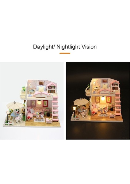 Hallow Dollhouse Minyatür Dıy Ahşap Dollhouse Kit, Mobilya Çok Renkli (Yurt Dışından) modelleri