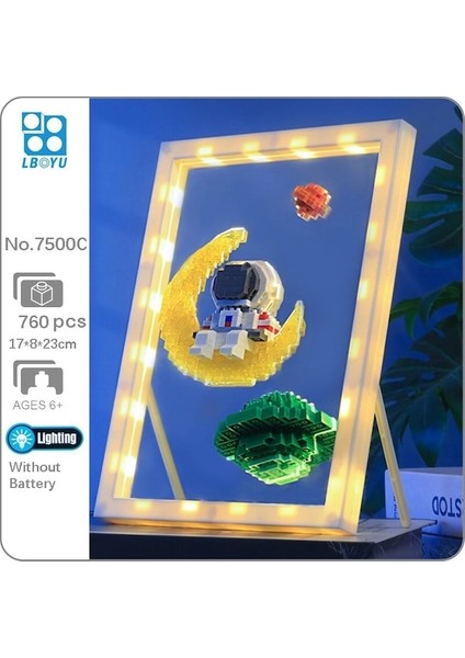 Boyu 7500C Astronot Ay Güneş Yıldız Çerçeve Işık Yapı Blokları (Yurt Dışından)