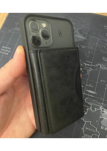 Apple iPhone 15 Plus Uyumlu Magsafe Özellikli 5 Bölmeli Deri Kartlık Cüzdan