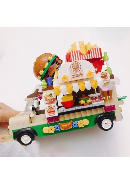Lezi 00891 Hamburger ve Patates Kızartmalı Fast Food Kamyonu Yapı Blokları (Yurt Dışından)