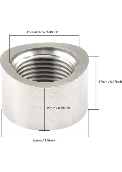 Oksijen Sensörü Paslanmaz Çelik Tapa Fiş Somunu Kademeli Montaj Kapağı Kiti Fiş Somunu Fiş Geniş Bant Somun Bağlantısı Kaynak Tapaları M18X1.5-SILVER (Yurt Dışından) modelleri
