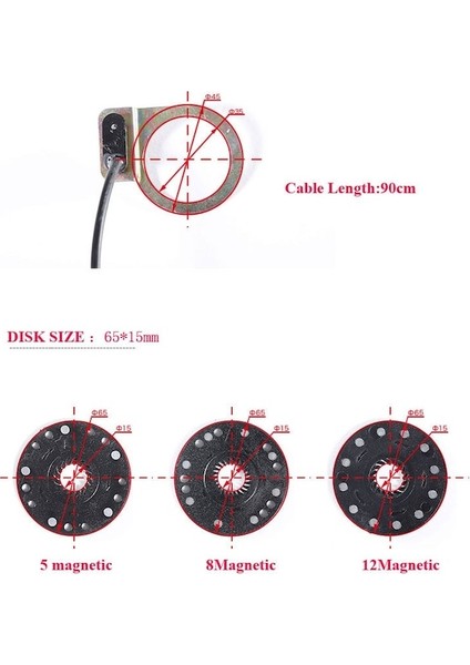 Elektrikli Bisiklet Ebike Güç Pedalı Yardımcı Yardımcısı Sensörü Pas Sistemi 5/8/12 Mıknatıs Hız Sensörü-8 Manyetik 90 cm (Yurt Dışından) modelleri