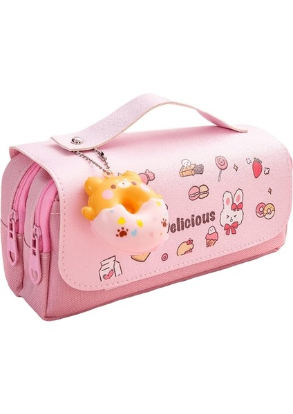 Heamor Kawaii Kalem Kutusu Kese Kutusu Stres Giderici Sevimli Anime Donut Sünger Kolye Estetik Karikatür Kırtasiye Organizatör Tutucu Çanta Okul Malzemeleri Japon Tarzı Mor A - Pembe A (Yurt Dışından)