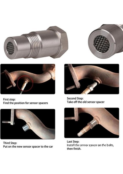 Cel Fix Check Eliminator - Otomobil Motor Işık Adaptörü Oksijen O2 Sensörü Cel Extender Arabalar Mini Katalitik Konvertör-Gümüş (Yurt Dışından)