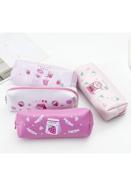 Heamor Kawaii Çilek Kalem Kutusu Kese Kutu Sevimli Anime Pembe Estetik Japon Çizgi Film Meyve Kırtasiye Düzenleyici Çanta Tutucu Taşınabilir Okul Malzemeleri Çilek Sütü - Çilek Suyu (Yurt Dışından) indirimleri