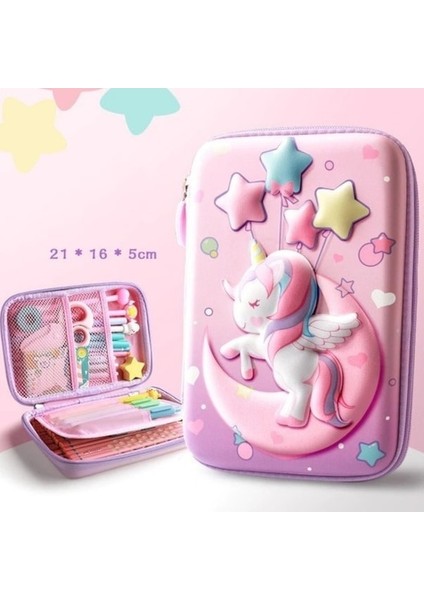 3D Kalem Kutusu - Sevimli Unicorn Karakterli Büyük (Yurt Dışından)