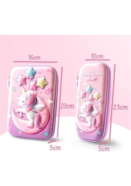 3D Kalem Kutusu - Sevimli Unicorn Karakterli Büyük (Yurt Dışından)