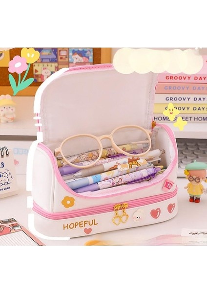 Yystore Öğrenci Kalem Kutusu Çift Katmanlı Büyük Kapasiteli (Yurt Dışından)
